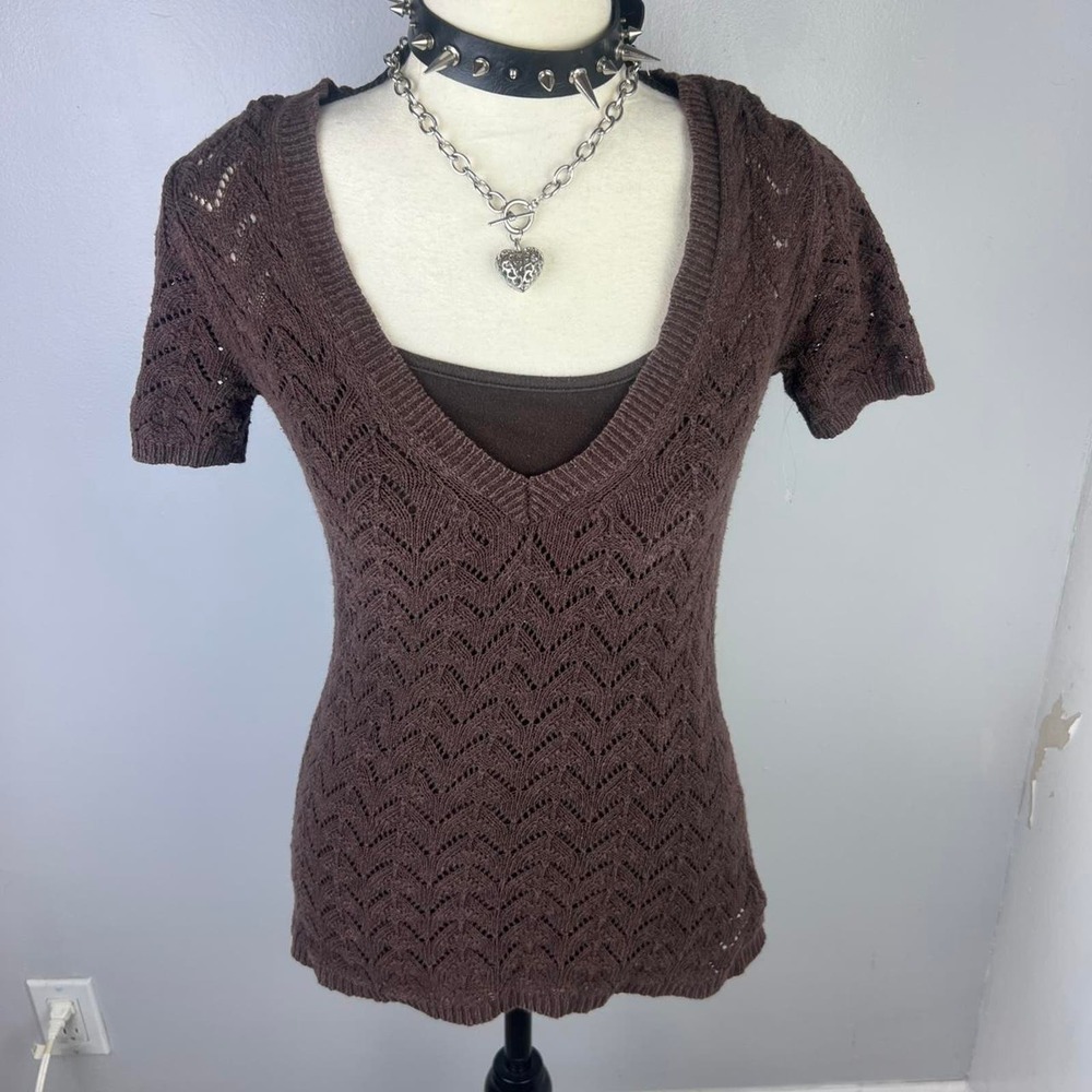 Coquette brown sweater v neck short